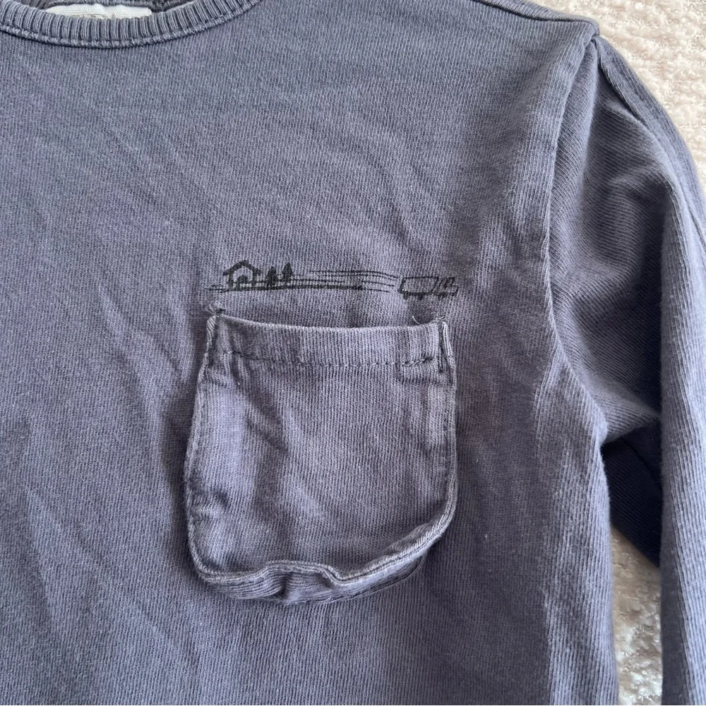 Zara Toddler Long Sleeve‎ Blue Shirt Front Pocket Size 2-3 Years